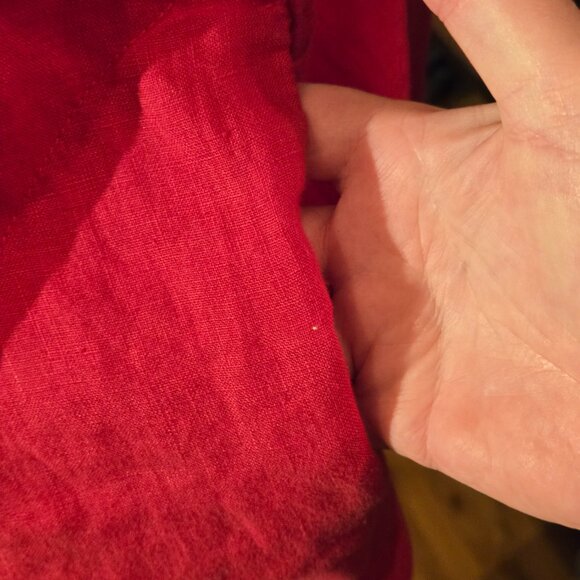 Red Linen embroidery Dress with Pockets size 14 XL - Picture 4 of 10
